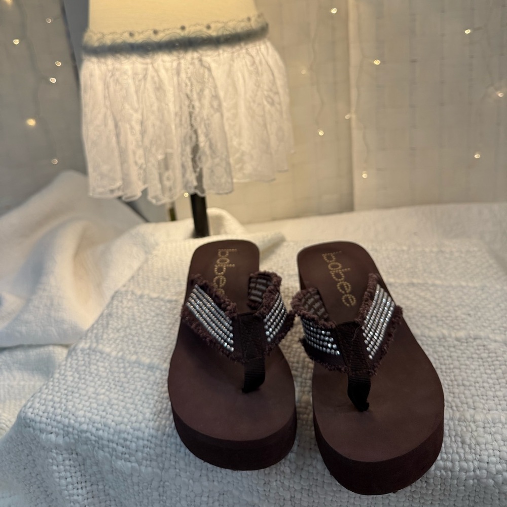 Brown Beaded Women's Sandals